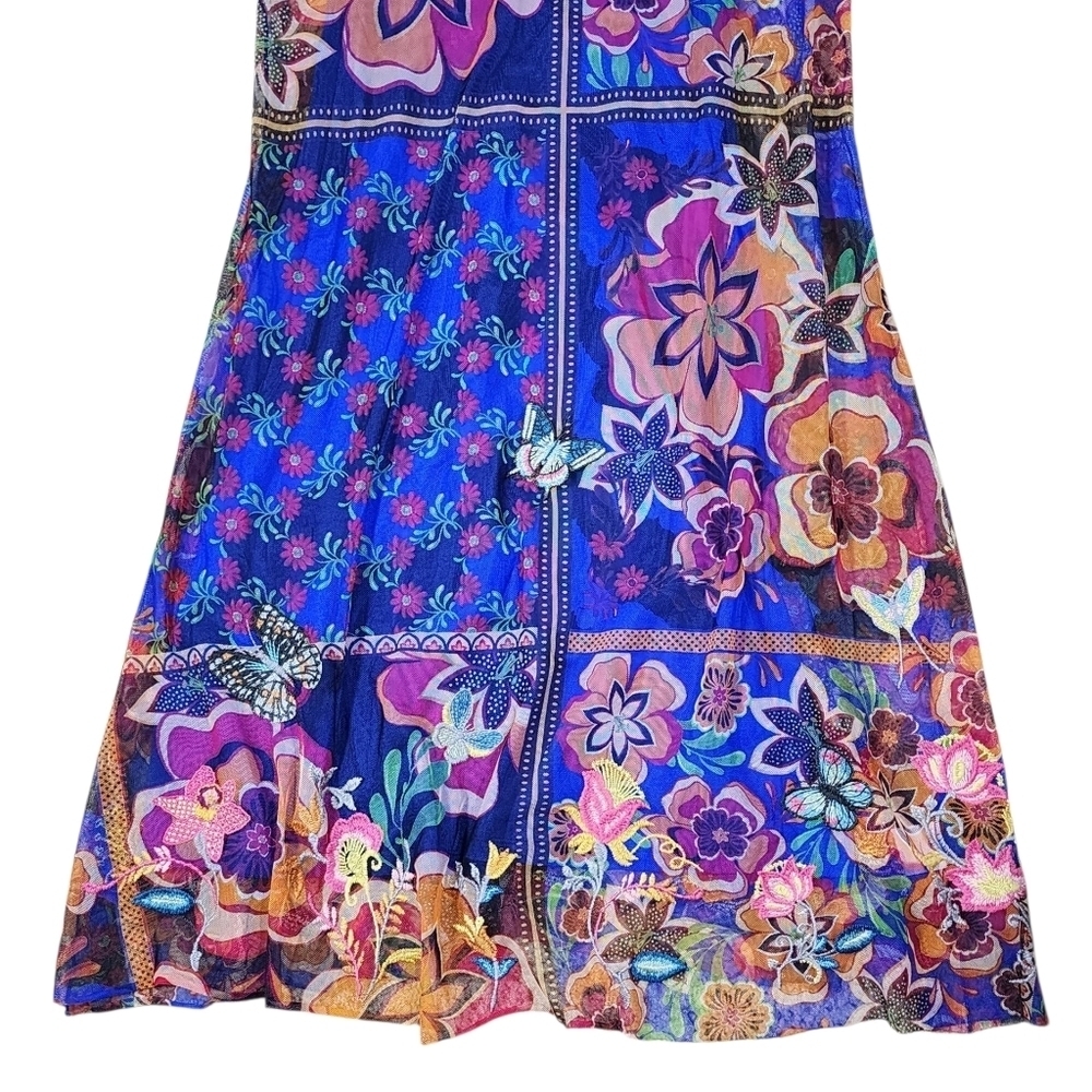 JOHNNY WAS Mazzy Midi Embroiderd Dress NWT Size S Vibrant Colorful - Picture 5 of 12